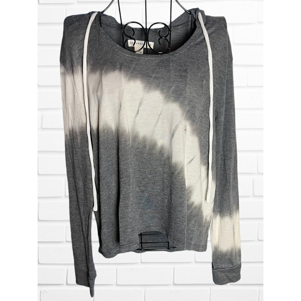 5/$25 Aeropostale Women's Size M Slouchy Tie Dye Beach Hoodie Gray And White